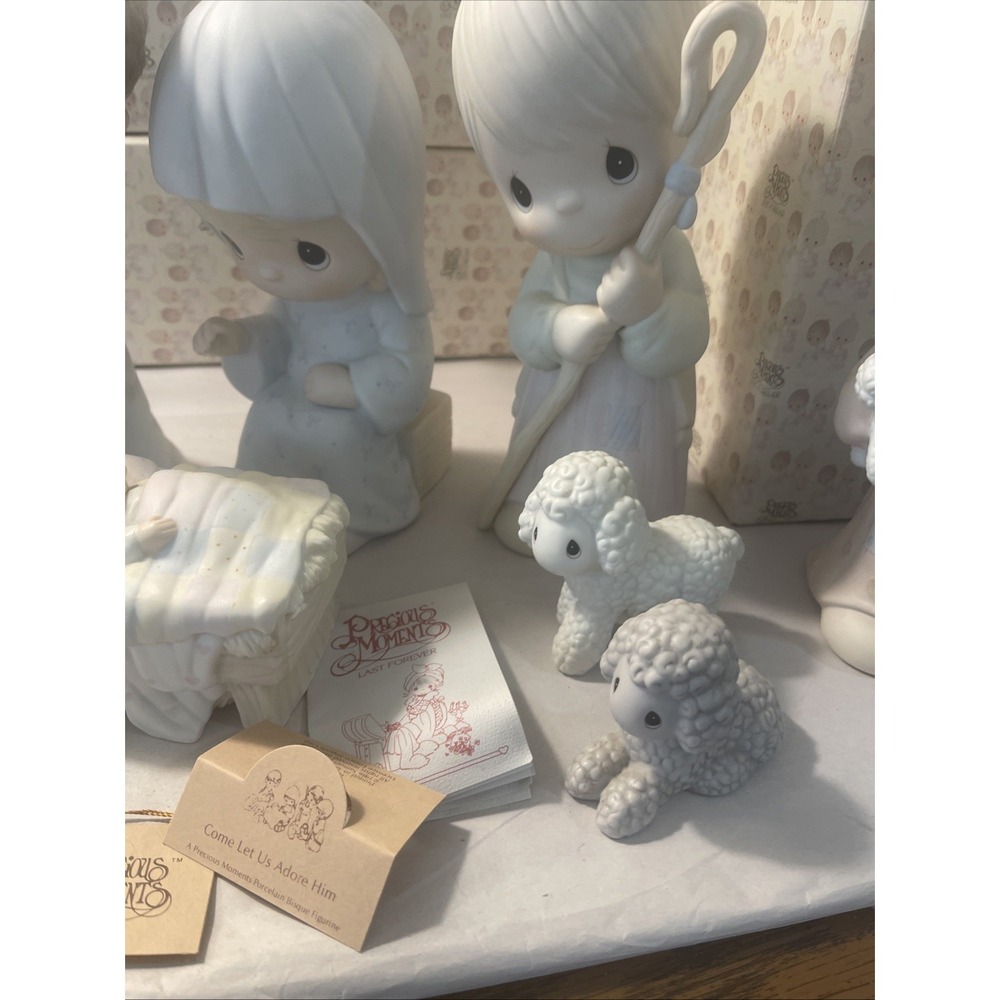 Precious Moments Come Let Us Adore Him 9 pc 9"- 10" Nativity Set #104523 & Boxes - Picture 11 of 16
